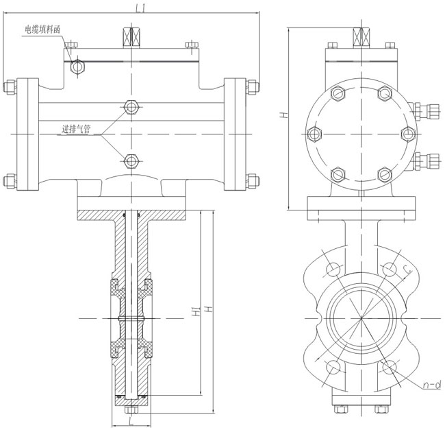 船用氣動(dòng)對(duì)夾式中心型蝶閥